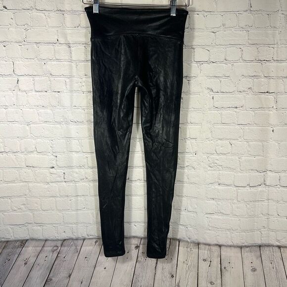 SPANX SPANXshape Faux Leather Black Leggings size M Medium Petite - Picture 5 of 10